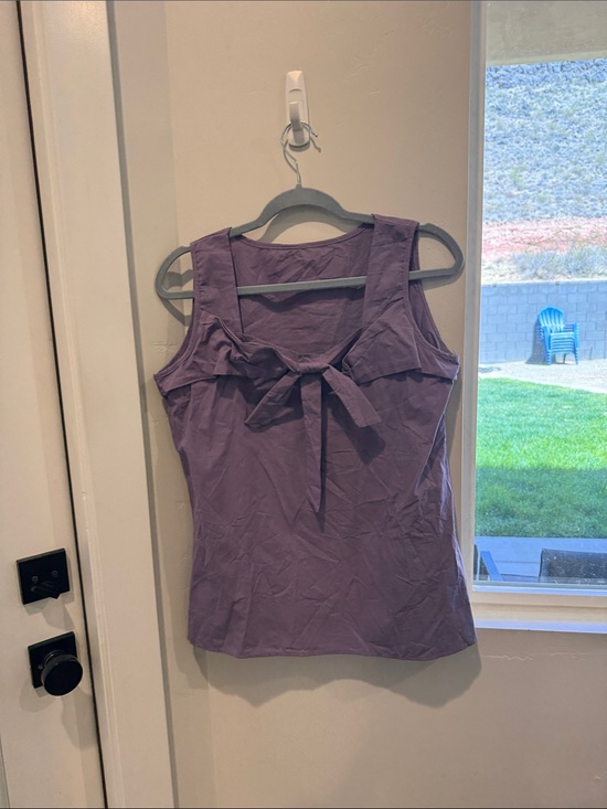 Tops - Sleeveless Tie-Front Purple Women's Top